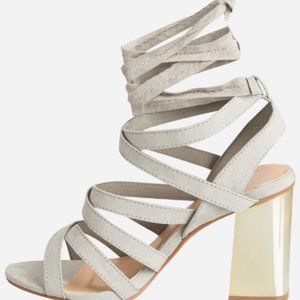 Ashley Stewart Grey Suede Gold Mirror Metalic Heel